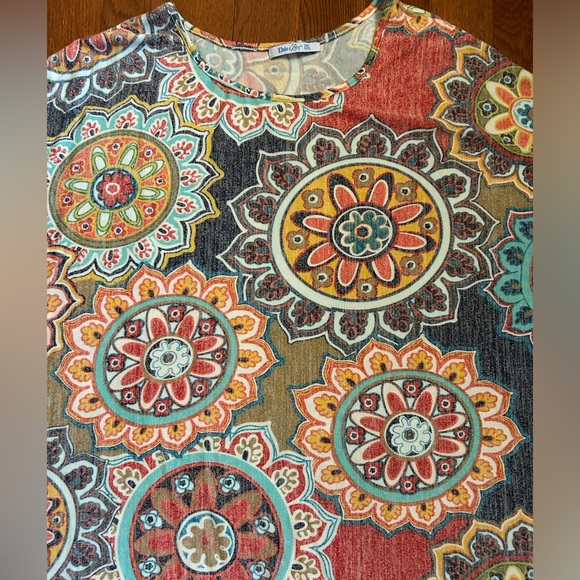 Bohemian Mandala Print Multicolor Swim Cover-Up with Tassels. One size. - Picture 3 of 9